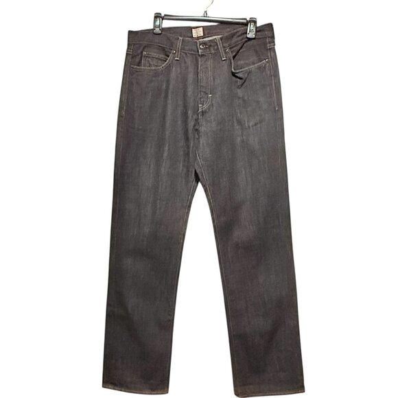 J Crew Mens 33x34 Vintage Black Dark Wash Rigid Denim Straight Fit Jeans - Picture 1 of 11